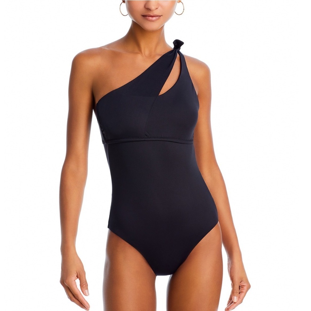 BECCA by Rebecca Virtue Asymmetric Cutout One Piece Swimsuit Black Small NWT